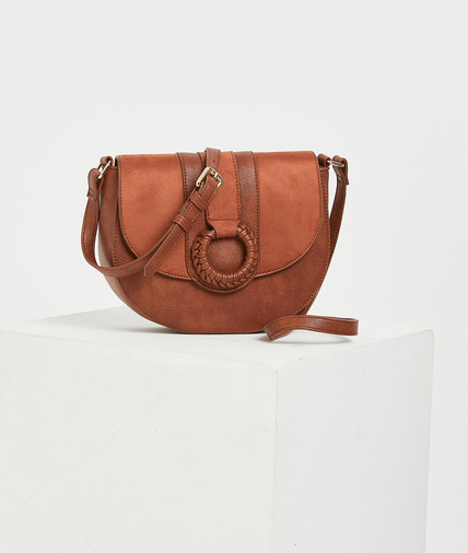 Sac bandoulière à boucle tressée femme MARRON