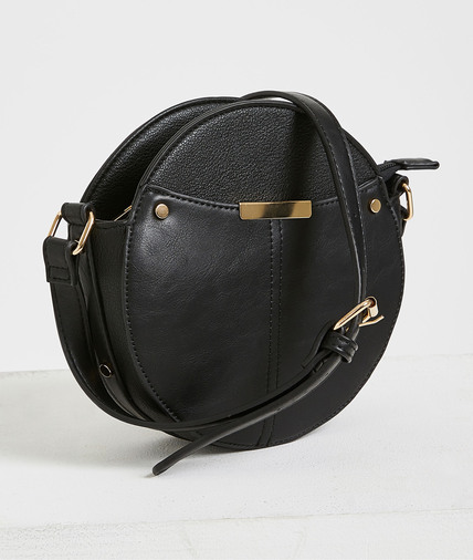 Petit sac rond zippé à bandoulière femme NOIR