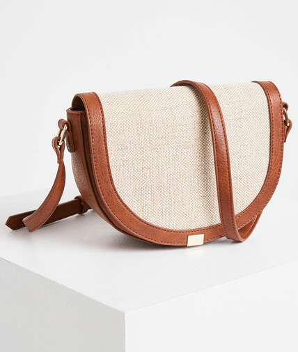 Petit sac bandoulière bimatières femme CAMEL