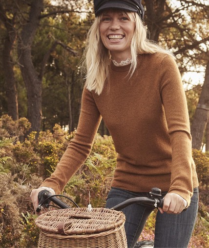 Pull col volanté femme CAMEL