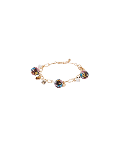Bracelet chaîne et perles de verre VIOLET