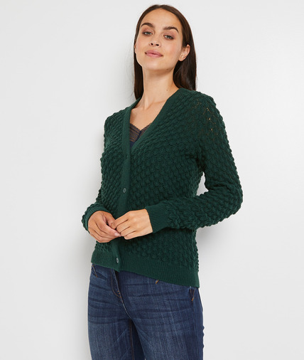 Gilet tricoté femme VERT