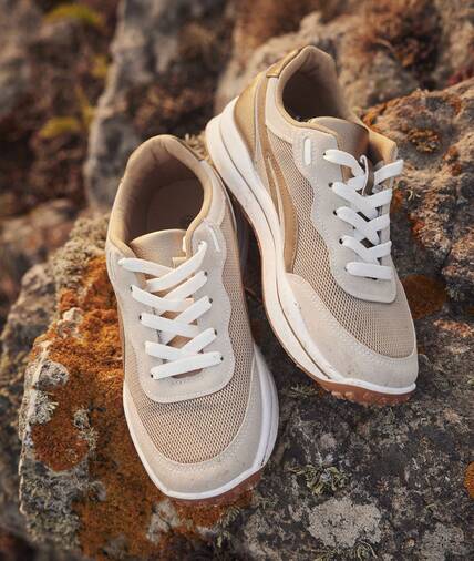 Baskets style running beige doré femme BEIGE