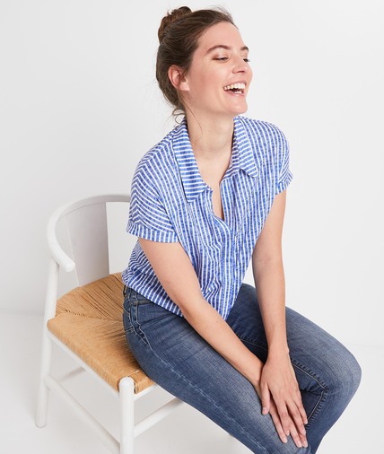 T-shirt rayé noué femme BLEU