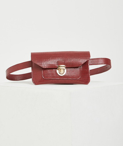 Pochette ceinture effet croco femme CAMEL