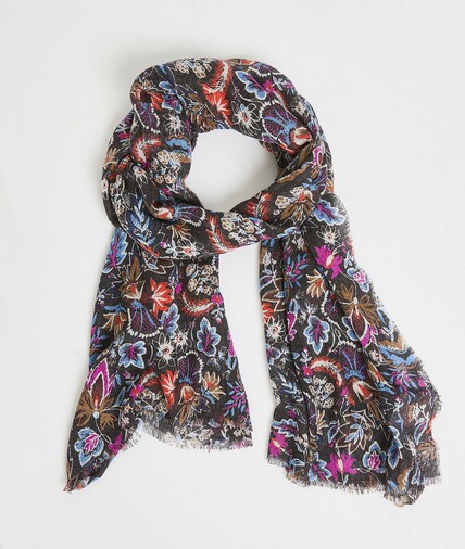 Foulard imprimé fleuri femme ANTHRACITE