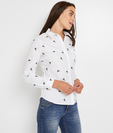 Chemise blanche brodée femme JAUNE