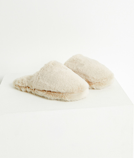 Chaussons fausse fourrure femme BEIGE
