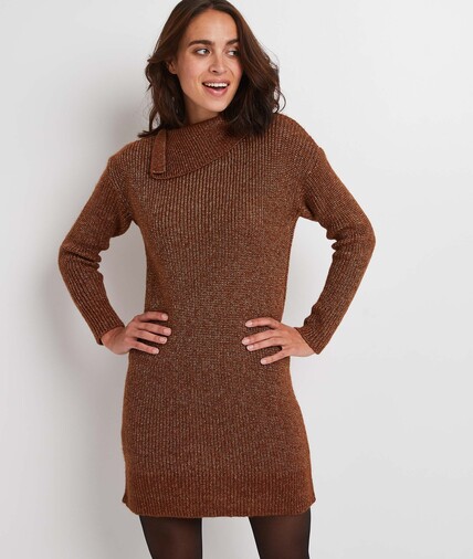 Robe pull marron femme CAMEL