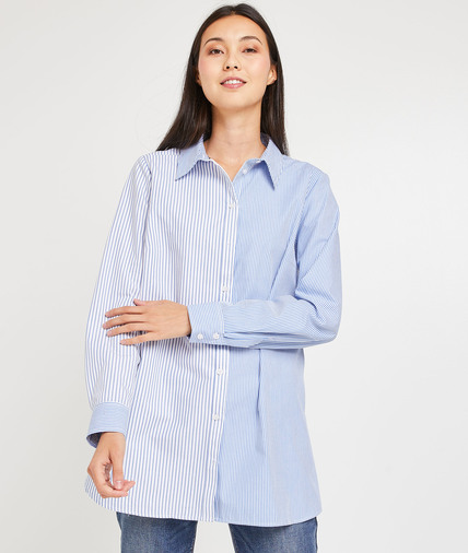 Chemise oversize à rayures femme BLEU