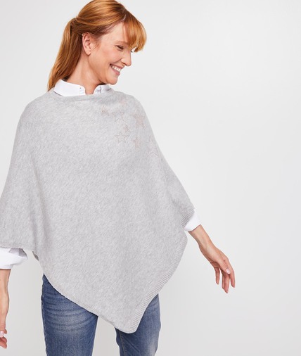 Poncho en maille femme GRIS CLAIR