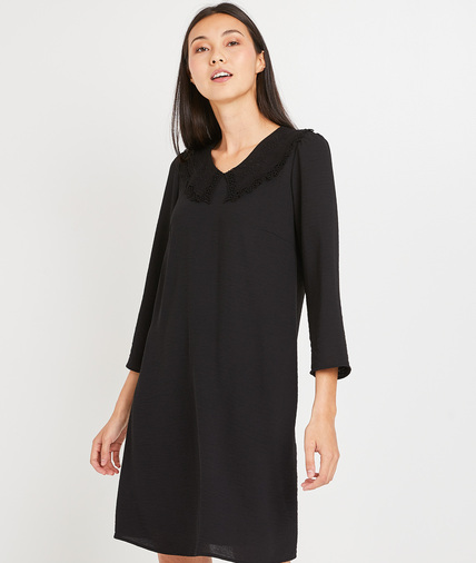 Robe noire manches 3/4 femme NOIR