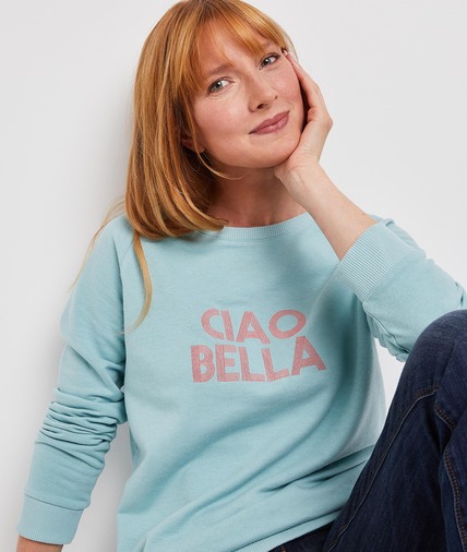 Sweat bleu ciel à message femme OPALINE