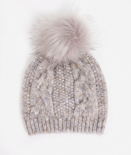 Bonnet gris à pompon femme GRIS