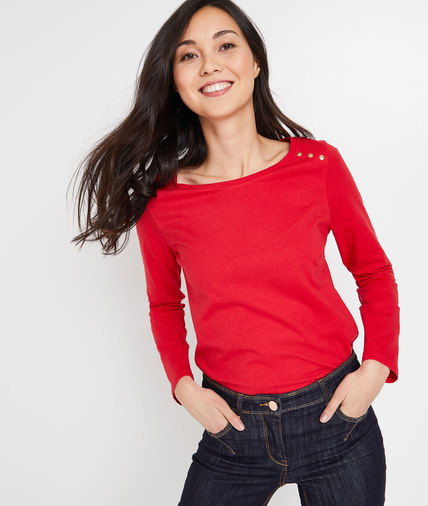 T-shirt col dégagé femme ROUGE