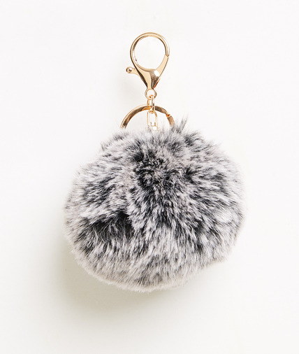 Porte-clé pompon femme GRIS
