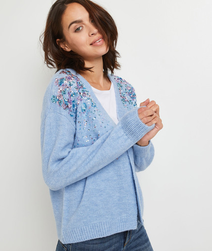 Gilet bleu à sequins femme BLEU