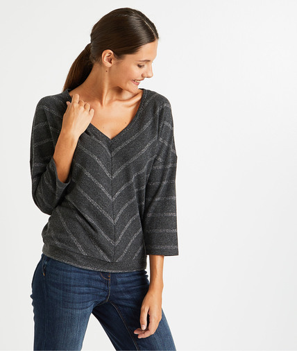 Tshirt gris à chevrons femme GRIS