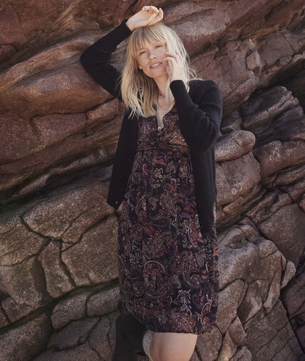 Robe imprimé cachemire femme NOIR
