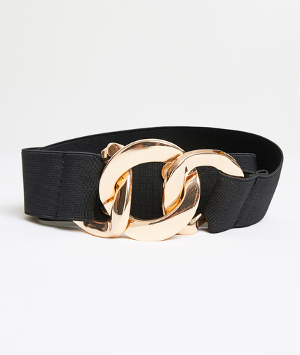 CEINTURE BOUCLE DOREE FEMME NOIR