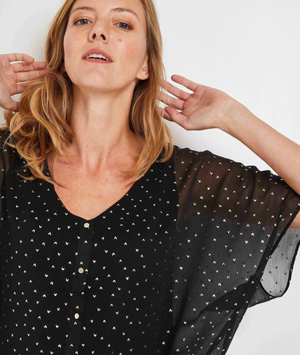 Tshirt fluide voile femme NOIR