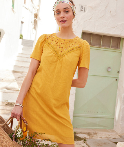 Robe fluide à broderie femme SAFRAN