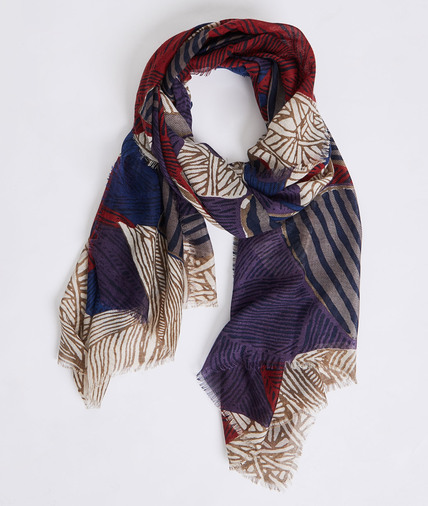 Foulard imprimé feuillage femme ROUGE