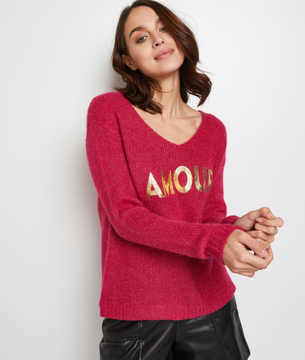 Pull loose amour femme ROSE