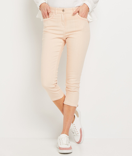 Corsaire en jean coloré femme ORANGE