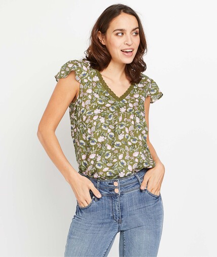 Blouse manches courtes femme KAKI