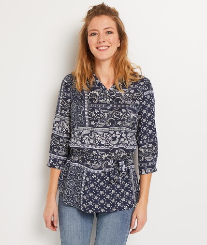 Tunique fluide imprimé femme BLEU