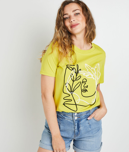 T-shirt manches courtes imprimé femme CITRINE