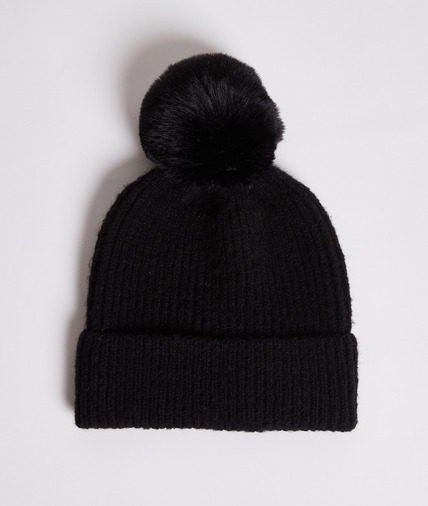 Bonnet à pompon noir NOIR