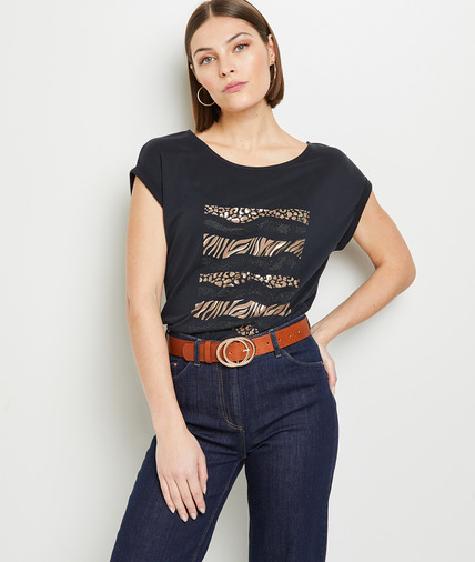 T-shirt imprimé femme GRIS FONCE