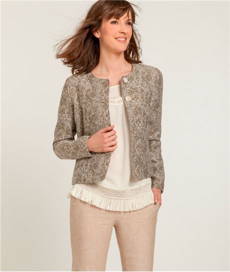 Veste femme cérémonie jacquard irisé BEIGE