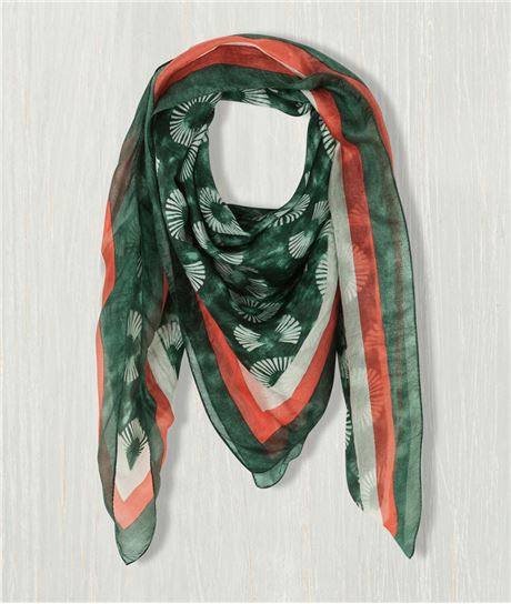 Etole femme en soie fleurie PACIFIC GREEN