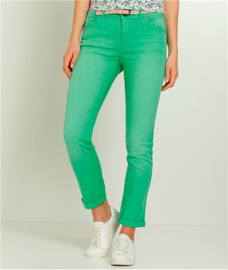 Jean femme couleur raccourci VERT