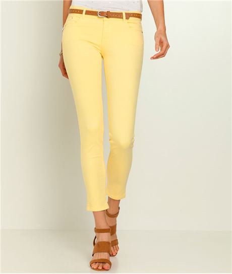 Jean femme couleur raccourci JAUNE