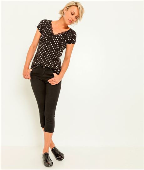 Jean femme corsaire zippé BLACK