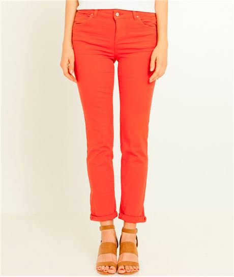 Jean femme raccourci couleur ORANGE