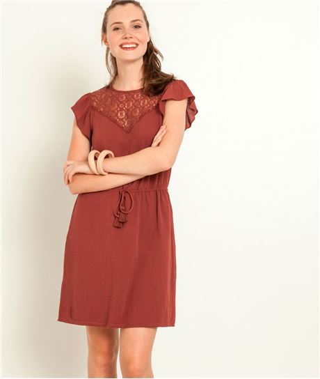 Robe en dentelle couleur TERRACOTTA