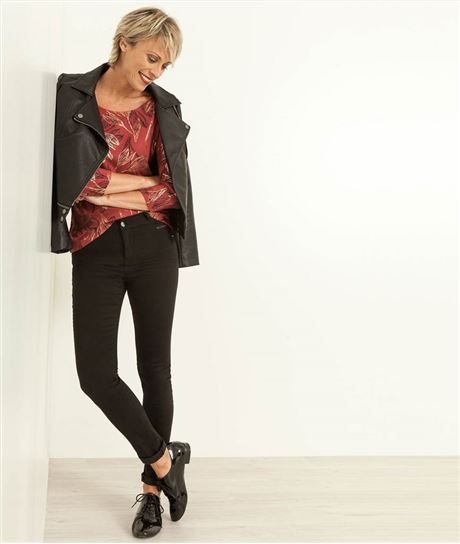 T-shirt femme imprimé plumes BORDEAUX
