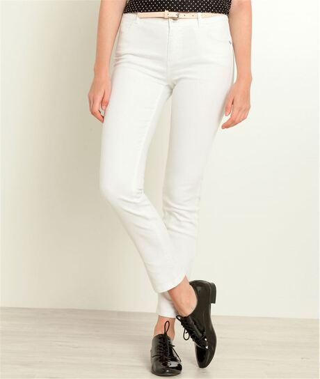 Jean femme couleur raccourci BLANC