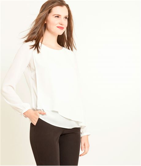 Chemisier femme fluide col argenté ECRU
