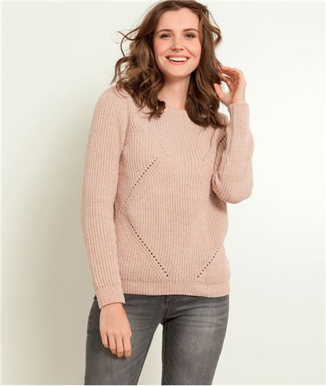 Pull femme maille chenille et lurex ROSE