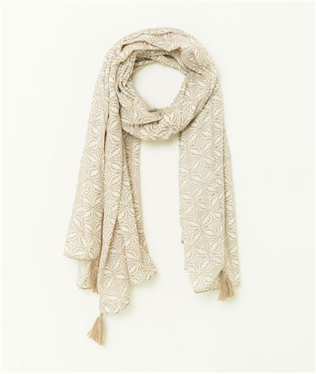 Foulard femme imprimé géométrique BEIGE