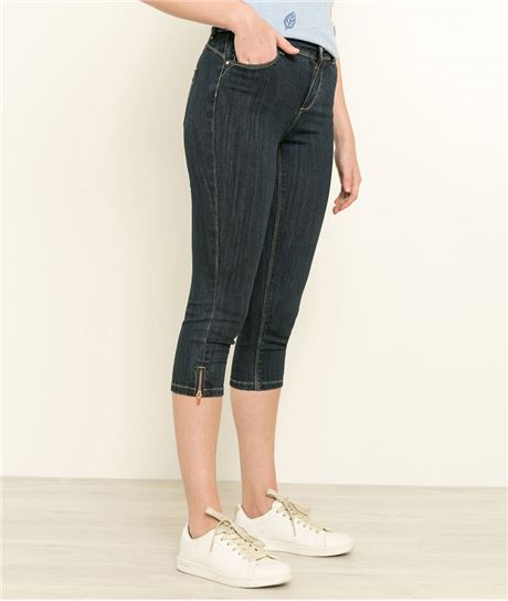 Corsaire femme en jean avec zip BRUT