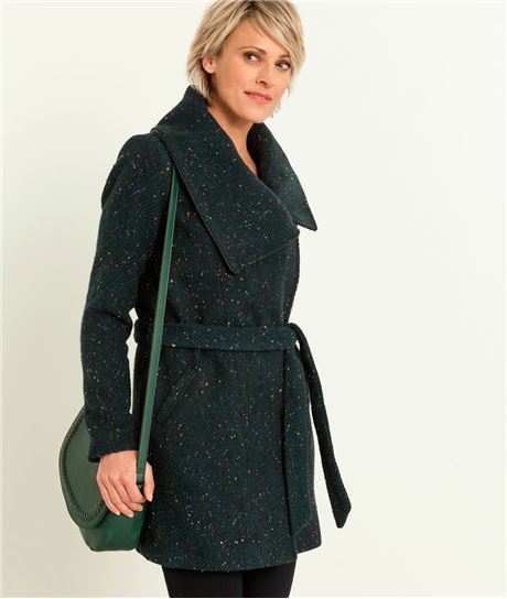 Manteau femme lainage fantaisie VERT