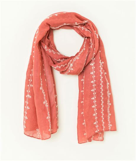 Foulard femme broderie ancres marines ROUGE