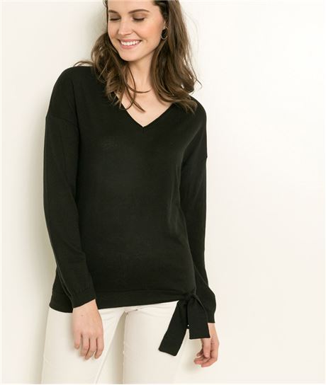 Pull femme base nouée NOIR